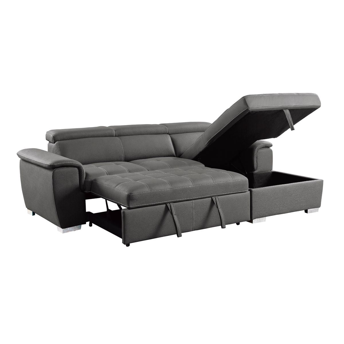 Ferriday - 2 Piece Sectional With Adjustable Headrests, Pull-Out Bed And Right Chaise With Hidden Storage