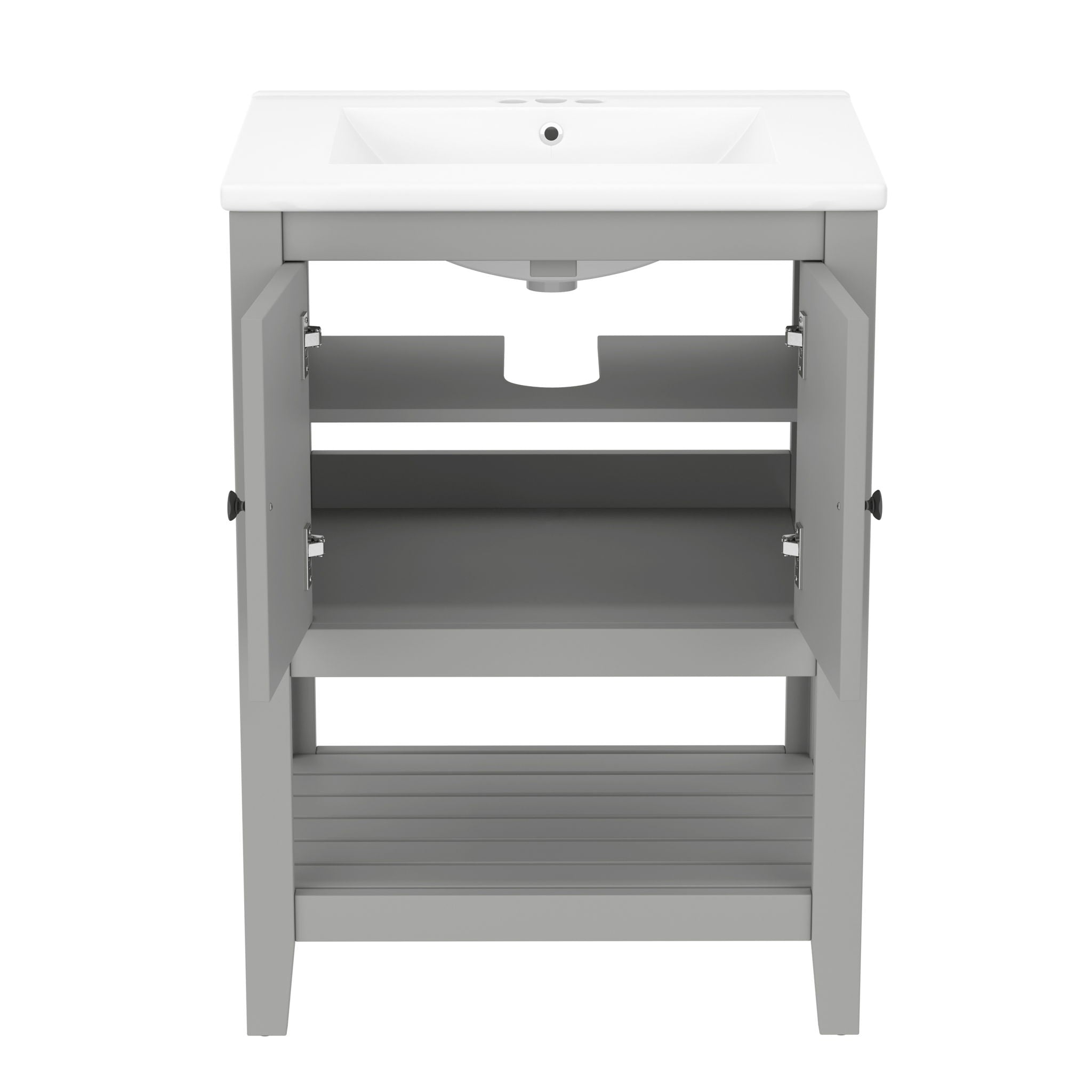 Modern Bathroom Vanity With Sink And Open Shelf