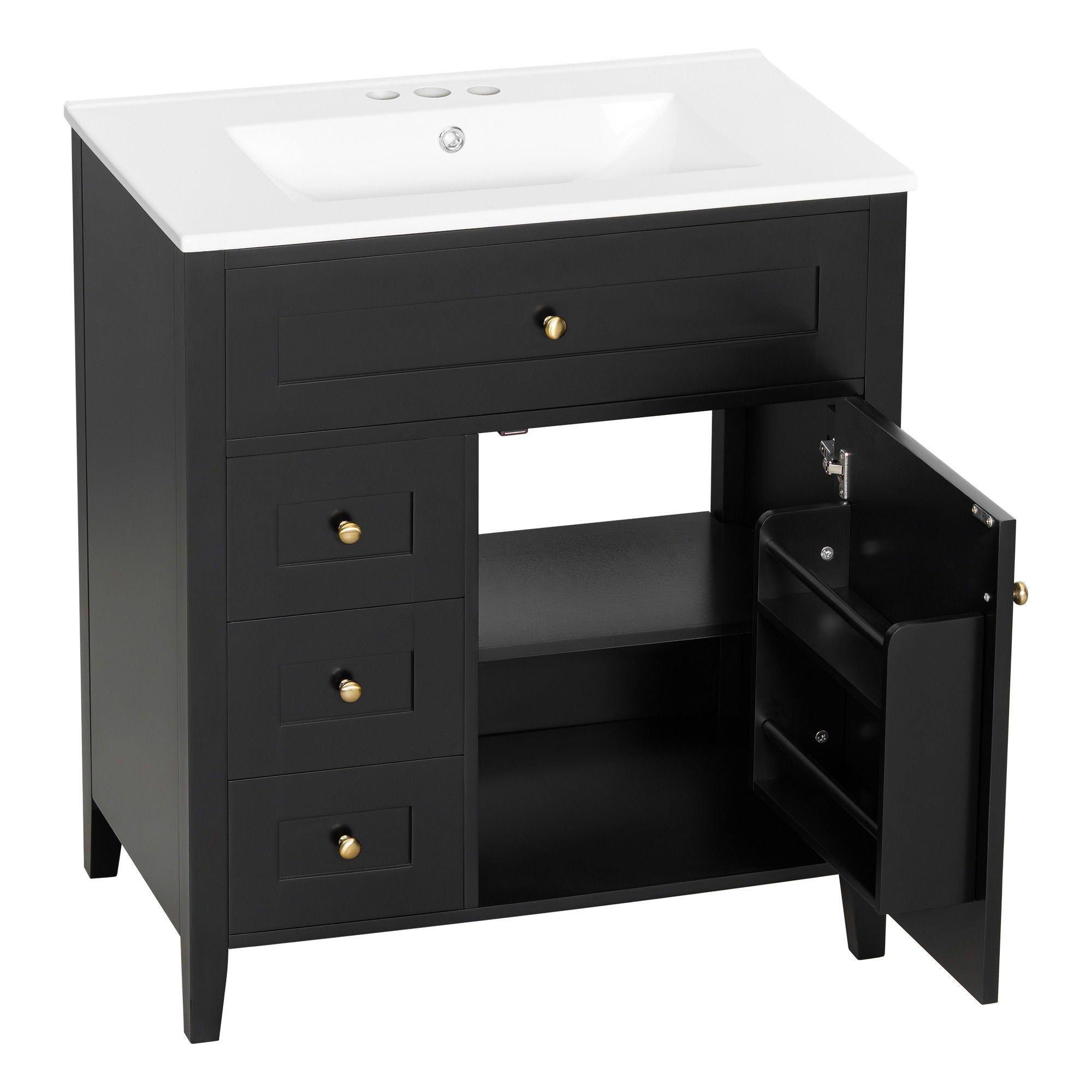 Bathroom Vanity With Sink, 3 Drawers And Adjustable Shelf, Freestanding Storage Unit