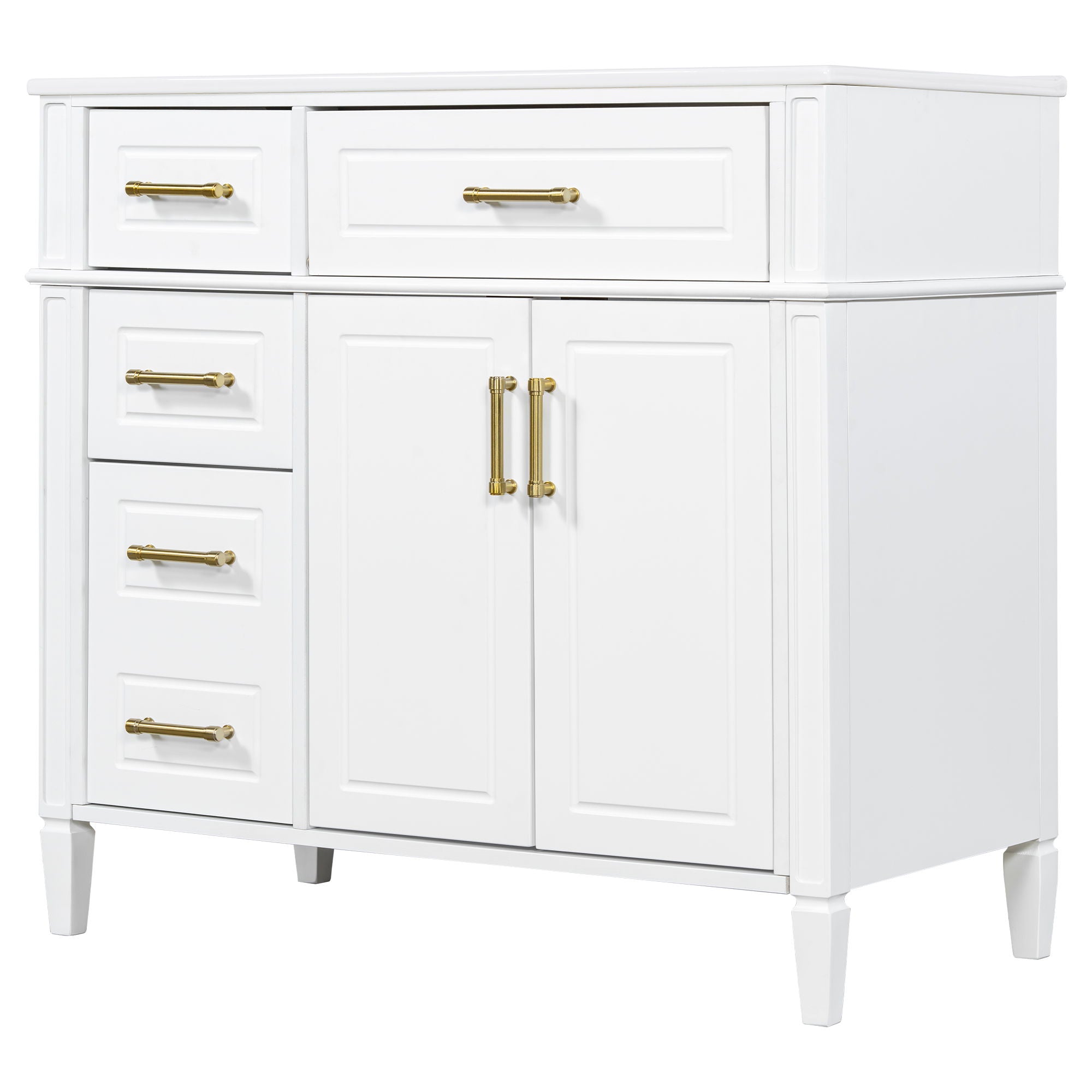 Bathroom Vanity With Sink, 4 Drawers, 2 Doors