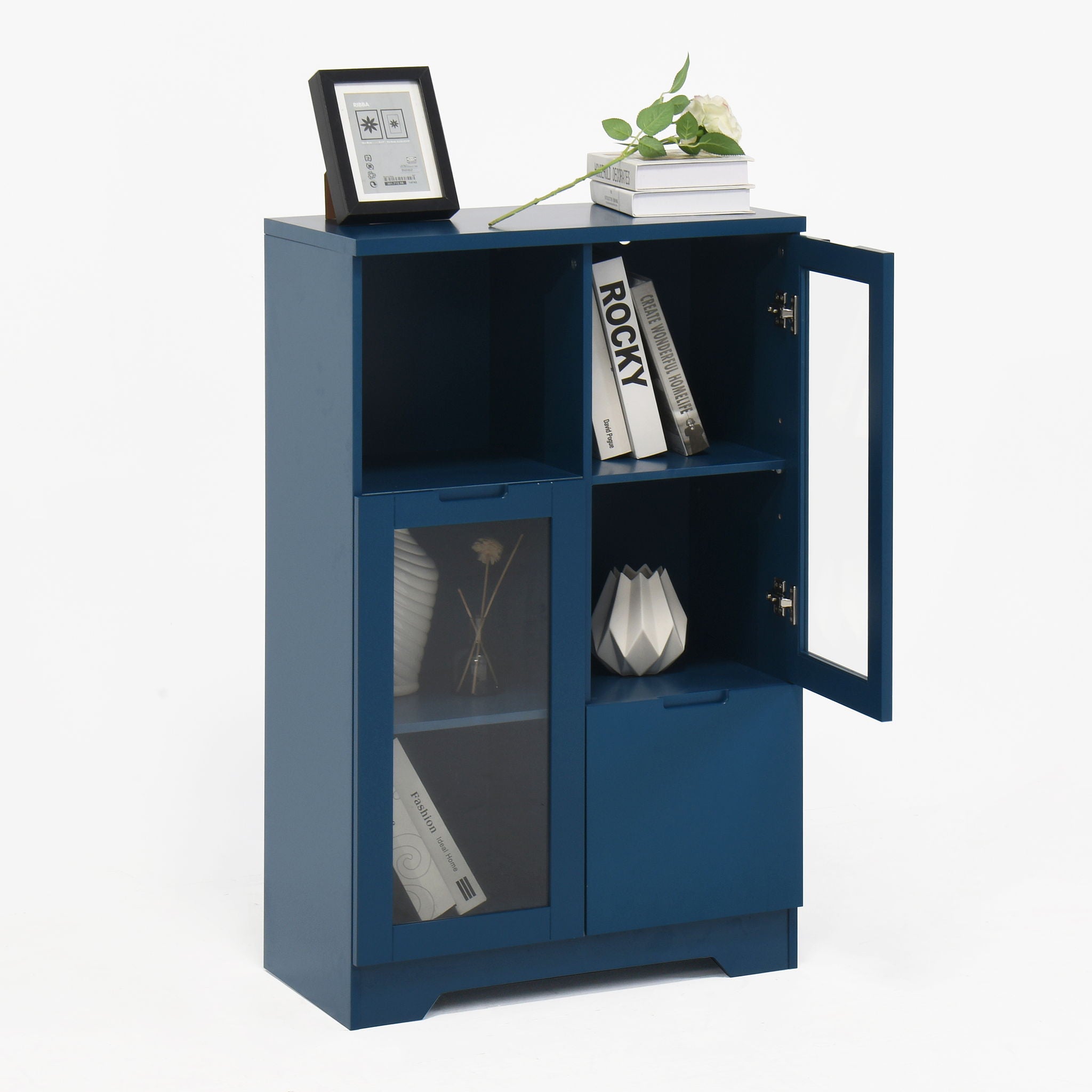 Modern Cabinet With Glass Doors And Drawer