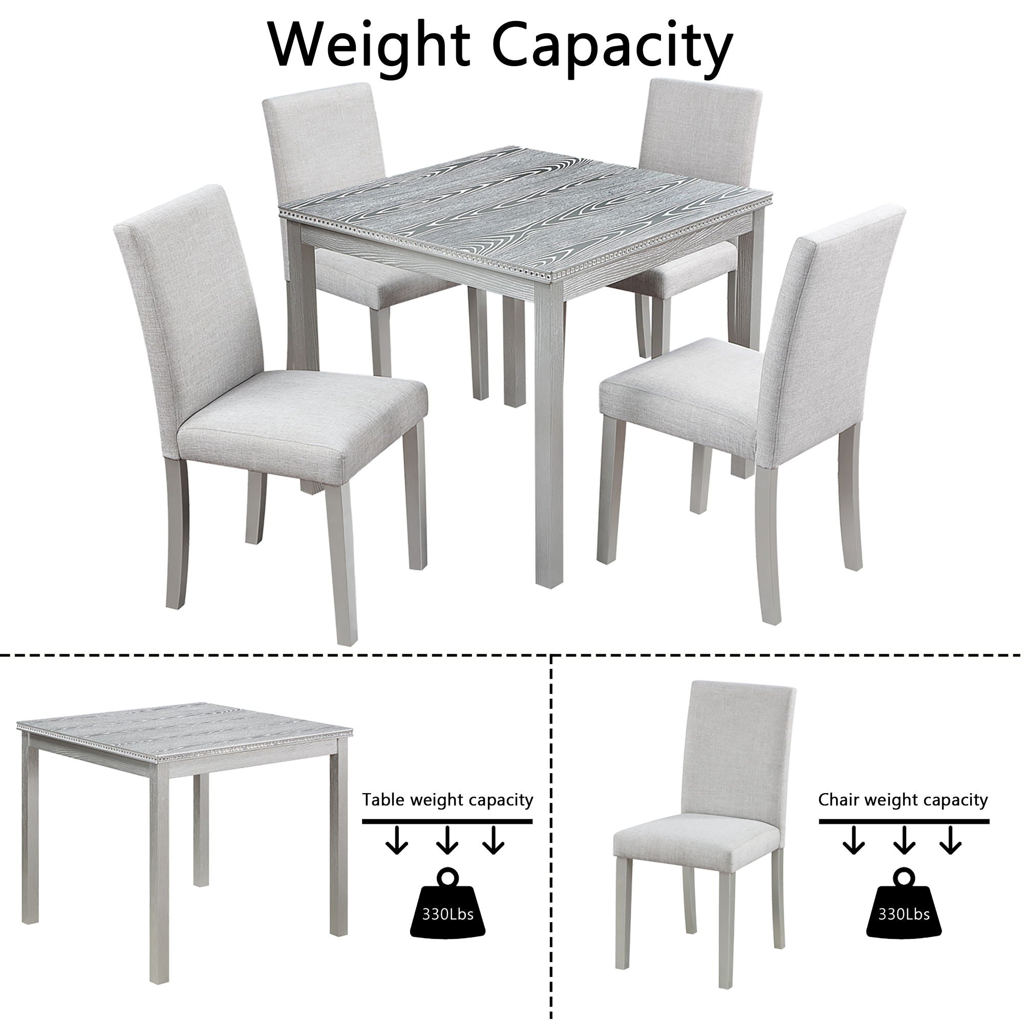 Dining Table Set With Crystal Decoration And Upholstered Chairs