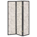 Felice 3-Panel Room Divider Folding Screen French Script