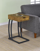 Troy 1-drawer C-Shaped Side Table Power Outlet Cappuccino