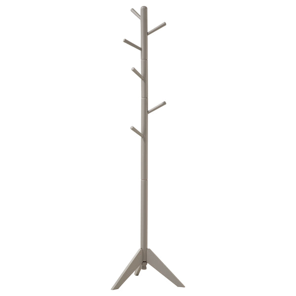 Devlin 6 Hook Freestanding Wood Coat Rack Hat Hanger Grey