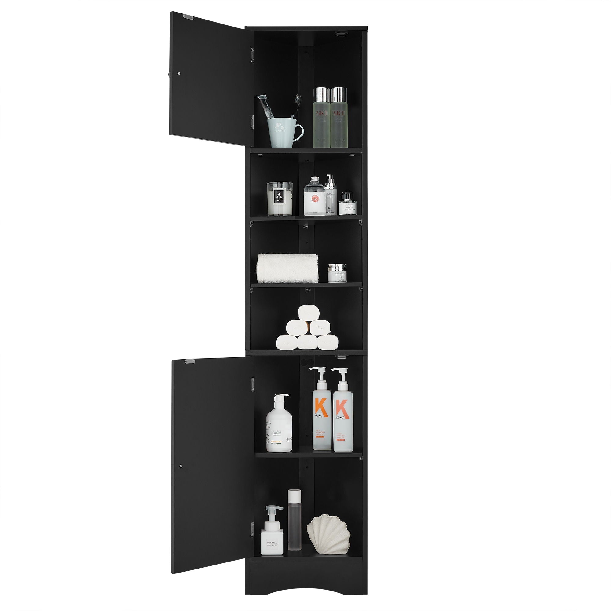 Multi Functional Corner Cabinet With Adjustable Shelves And 2 Doors