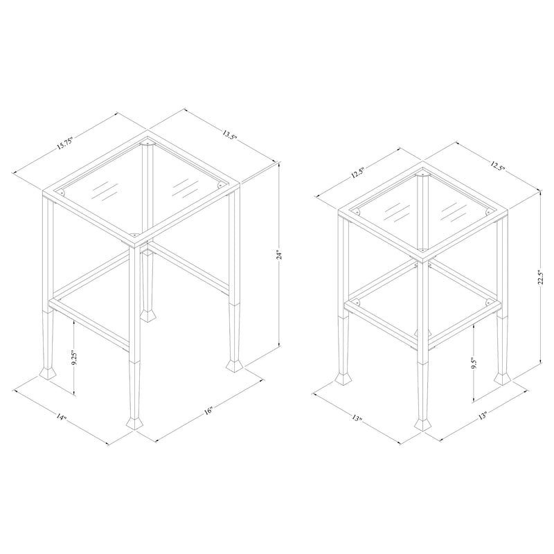 Leilani  Glass Top Nesting Table Set Black
