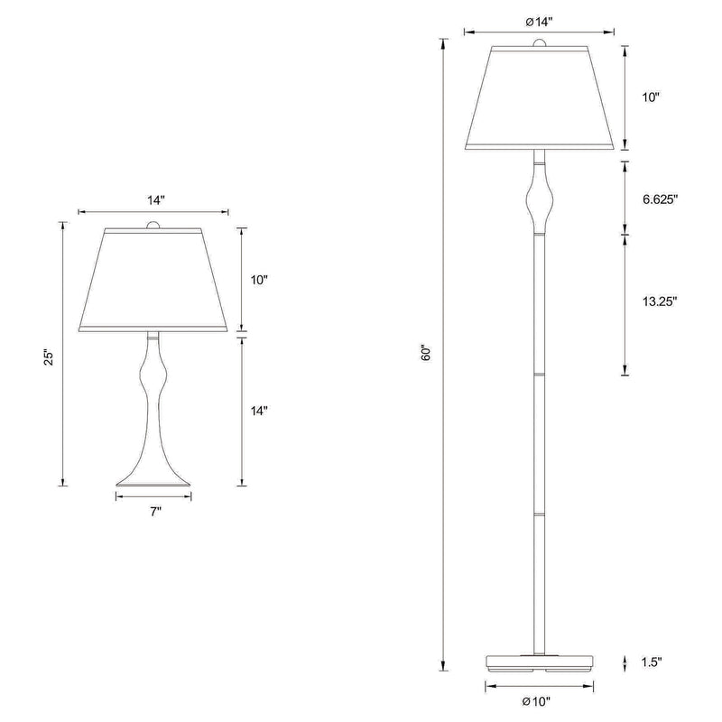 Griffin  Floor and Table Lamp Set Brushed Nickel