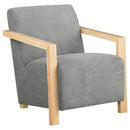 Diego Upholstered Accent Arm Chair with Wood Arms Honey