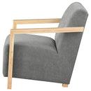 Diego Upholstered Accent Arm Chair with Wood Arms Honey