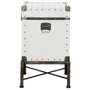 Nancy Upholstered Vintage Side Table Storage Trunk White