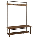 Alise 5 Hook Coat Rack Hall Tree with Shoe Bench Chestnut