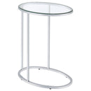 Kyle Oval Glass Top C-Shaped Sofa Side Table Chrome
