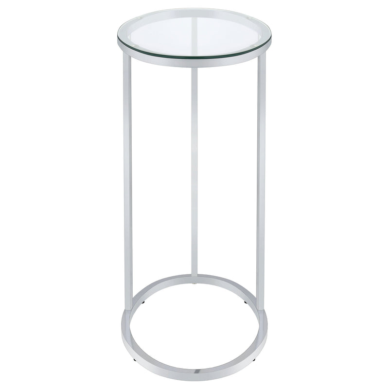 Kyle Oval Glass Top C-Shaped Sofa Side Table Chrome