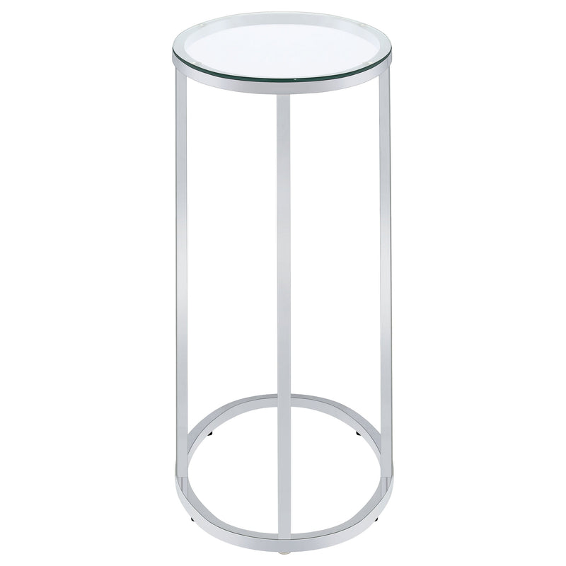 Kyle Oval Glass Top C-Shaped Sofa Side Table Chrome