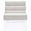 Serreta Boucle Upholstered Armless Acrylic Chair Ivory