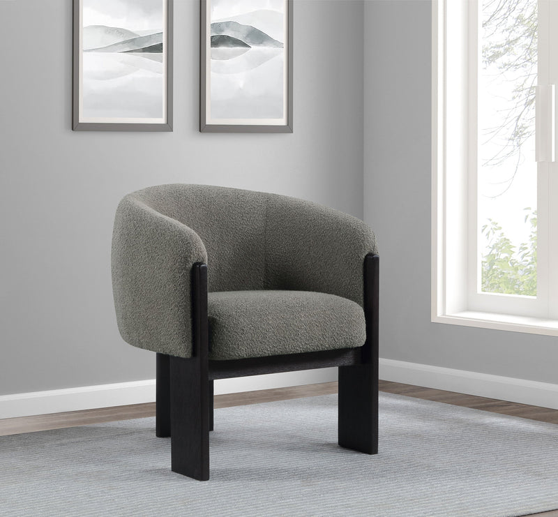 Valdez Boucle Upholstered Barrel Back Accent Chair Beige