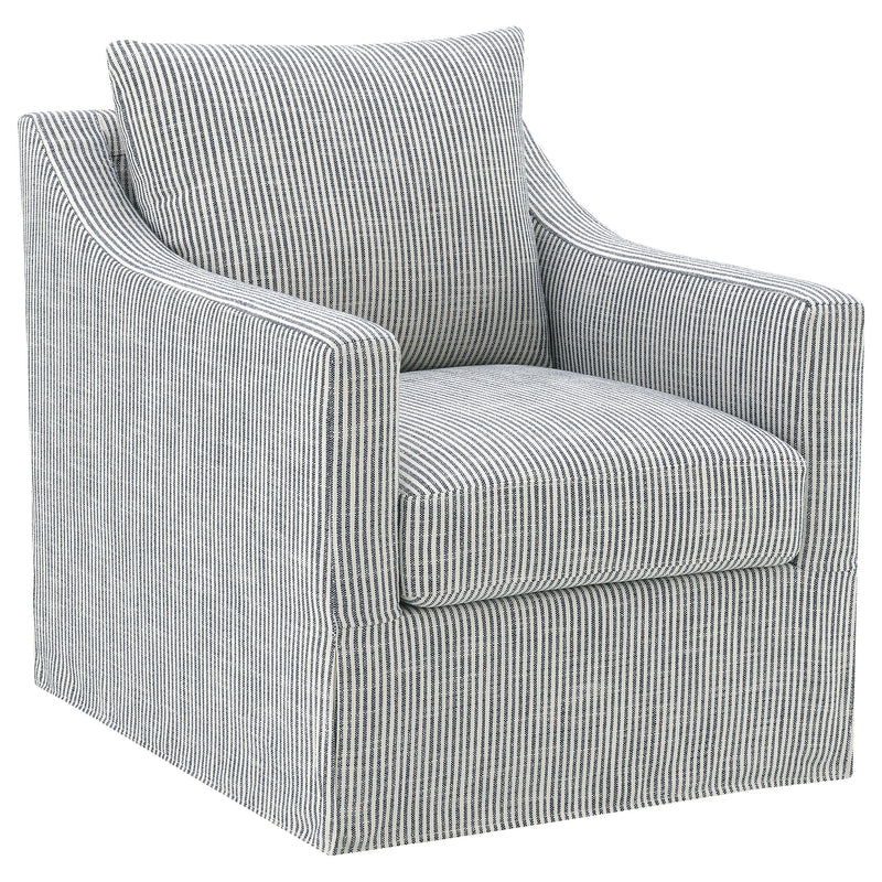 Winter Upholstered Sloped Arm Accent Swivel Chair Beige