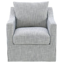 Winter Upholstered Sloped Arm Accent Swivel Chair Beige