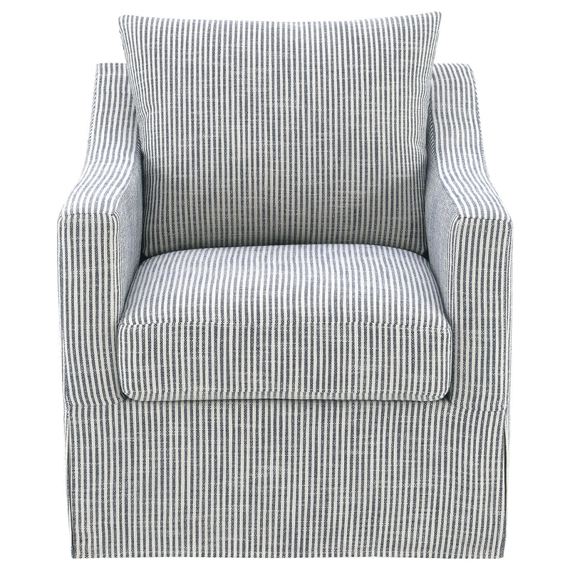 Winter Upholstered Sloped Arm Accent Swivel Chair Beige