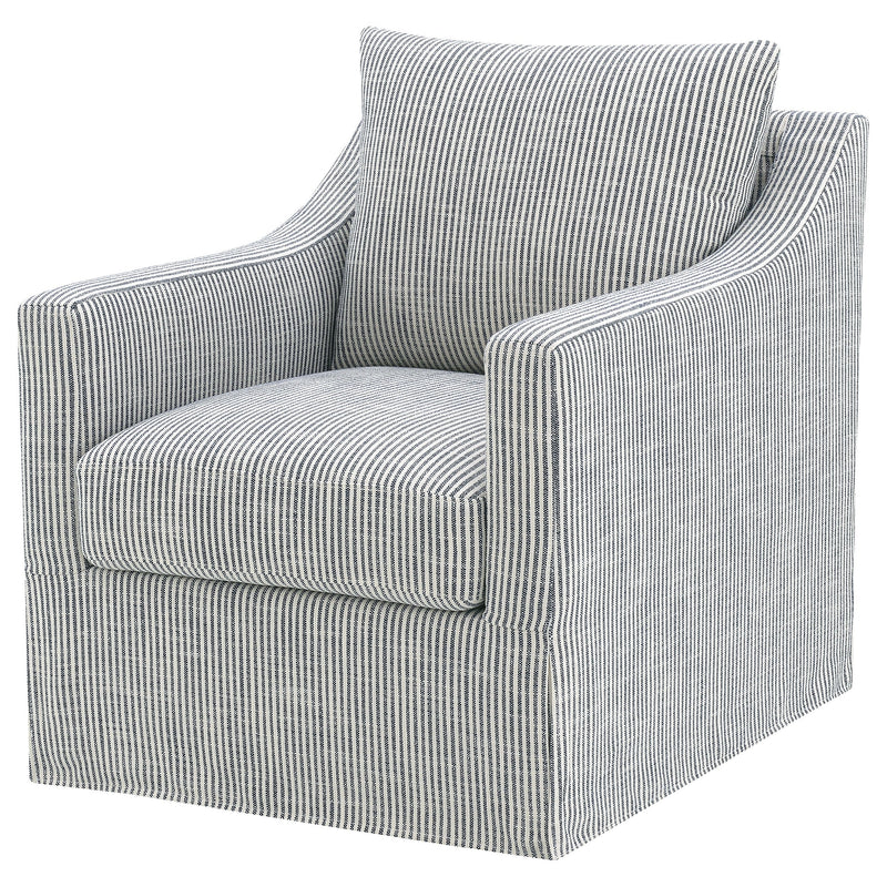 Winter Upholstered Sloped Arm Accent Swivel Chair Beige