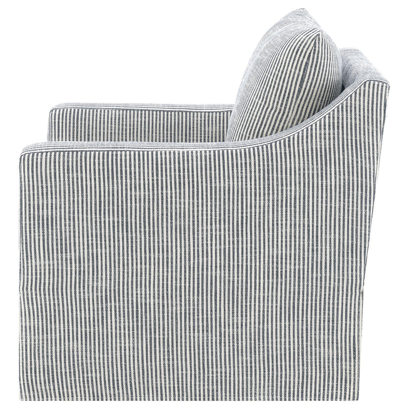 Winter Upholstered Sloped Arm Accent Swivel Chair Beige