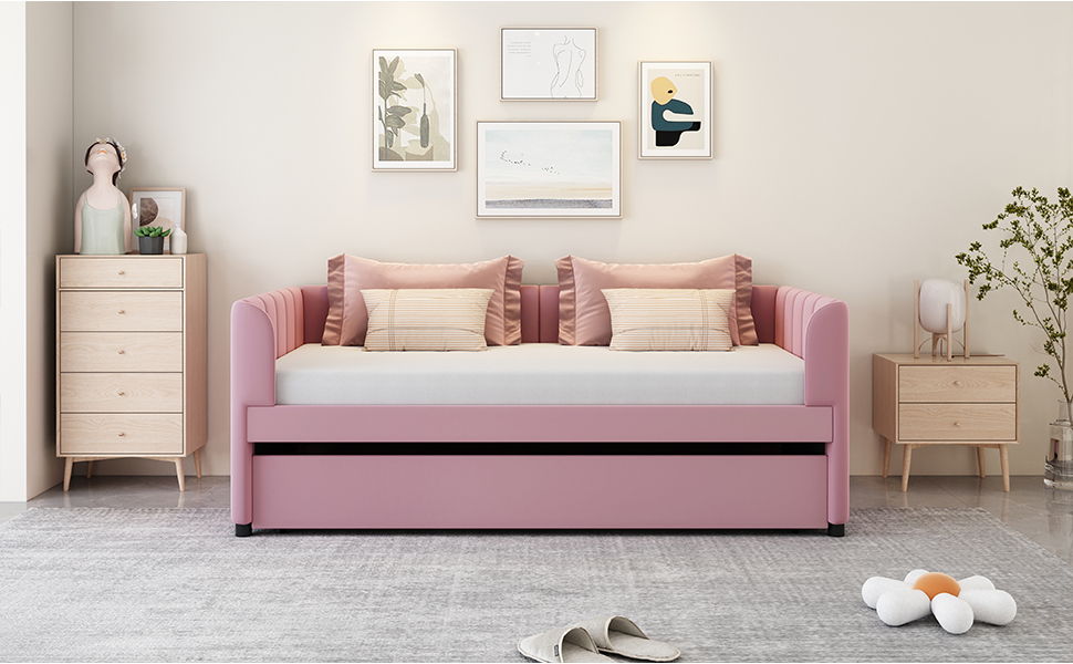 Upholstered Daybed With Ergonomic Design Backrest