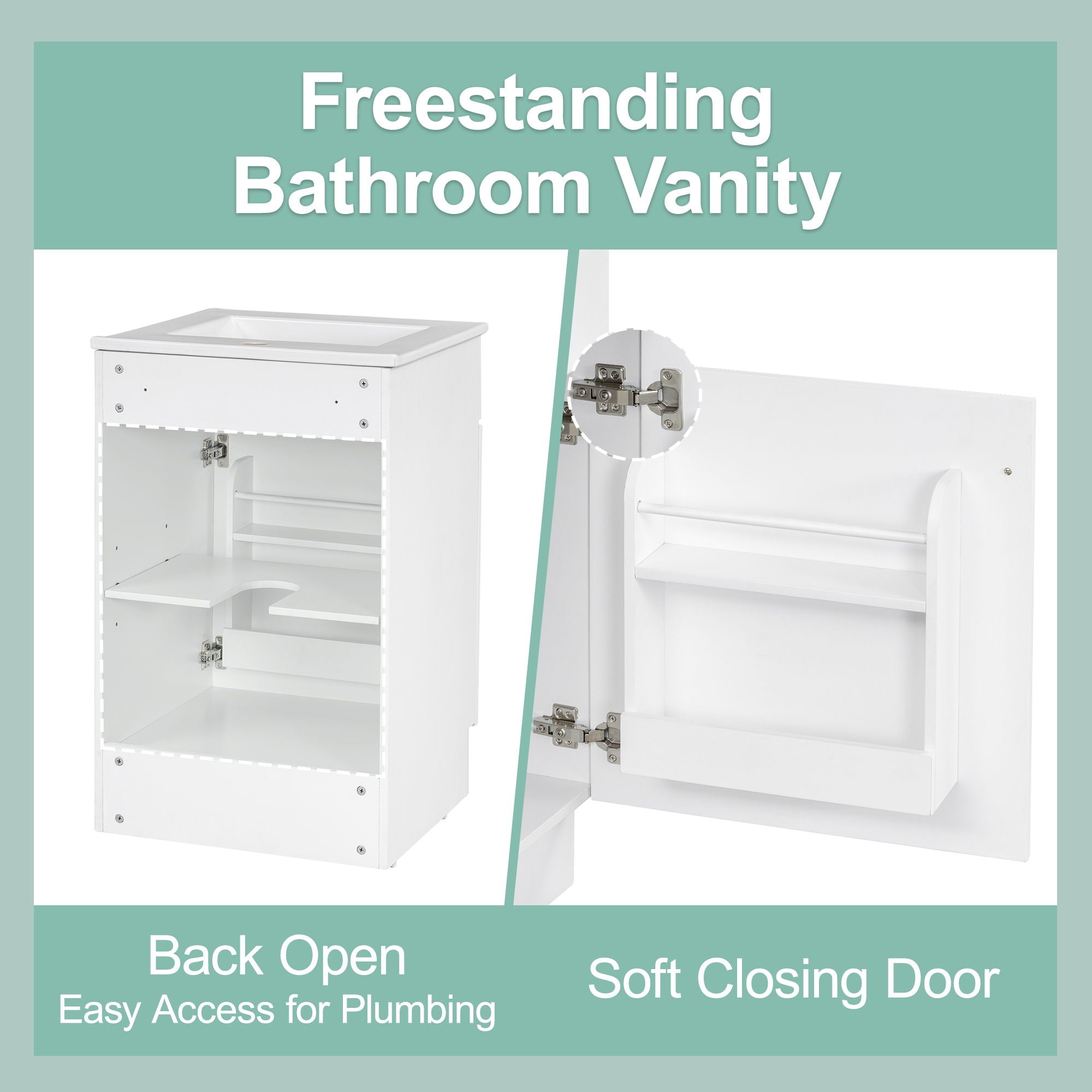 Bathroom Vanity With Sink, Cabinet With Adjustable Shelf