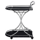 Elfman 2-tier Glass Shelf Metal Bar Cart Black and Chrome
