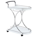 Elfman 2-tier Glass Shelf Metal Bar Cart Black and Chrome