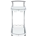 Elfman 2-tier Glass Shelf Metal Bar Cart Black and Chrome
