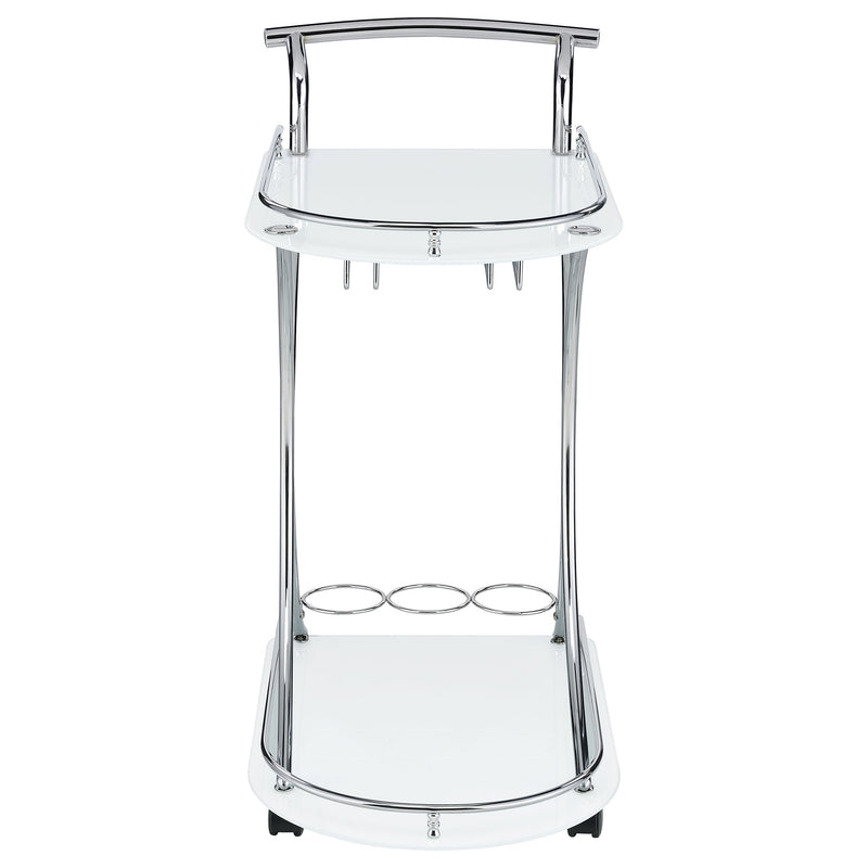 Elfman 2-tier Glass Shelf Metal Bar Cart Black and Chrome