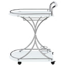 Elfman 2-tier Glass Shelf Metal Bar Cart Black and Chrome