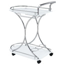 Elfman 2-tier Glass Shelf Metal Bar Cart Black and Chrome
