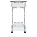 Elfman 2-tier Glass Shelf Metal Bar Cart Black and Chrome