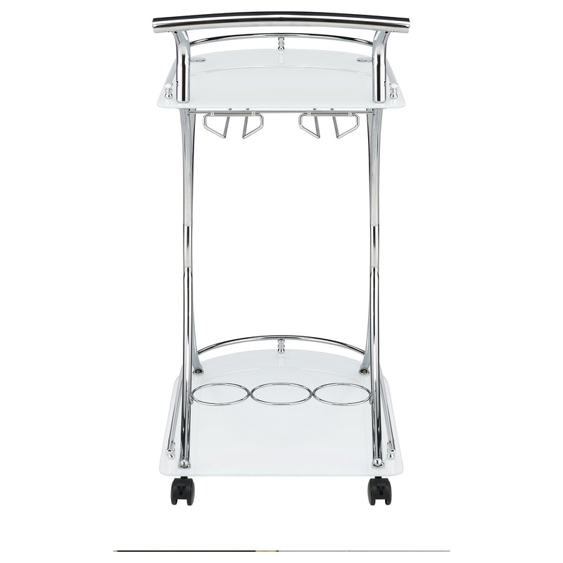 Elfman 2-tier Glass Shelf Metal Bar Cart Black and Chrome
