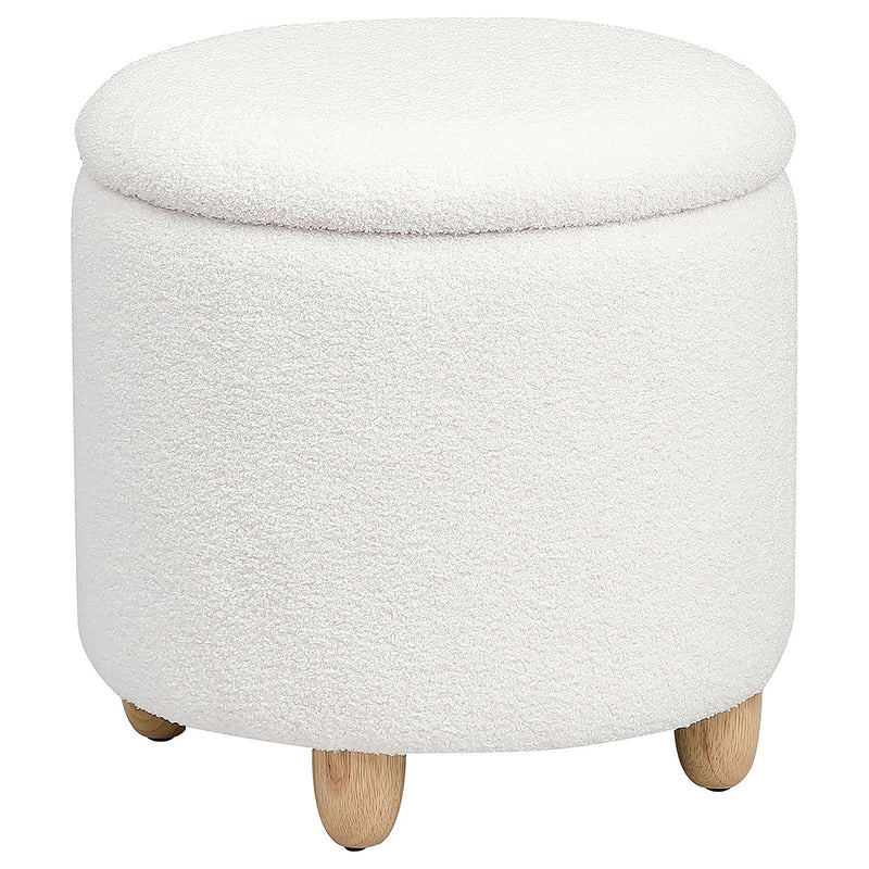 Valia Faux Sheepskin Upholstered Round Storage Ottoman