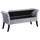 Farrah Velvet Upholstered Rolled Arm Storage Bench Beige