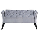 Farrah Velvet Upholstered Rolled Arm Storage Bench Beige
