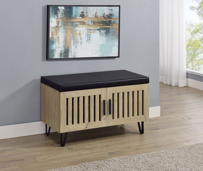 Brixton 2-door Padded Entryway Shoe Storage Bench Black
