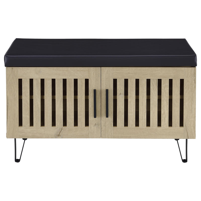 Brixton 2-door Padded Entryway Shoe Storage Bench Black
