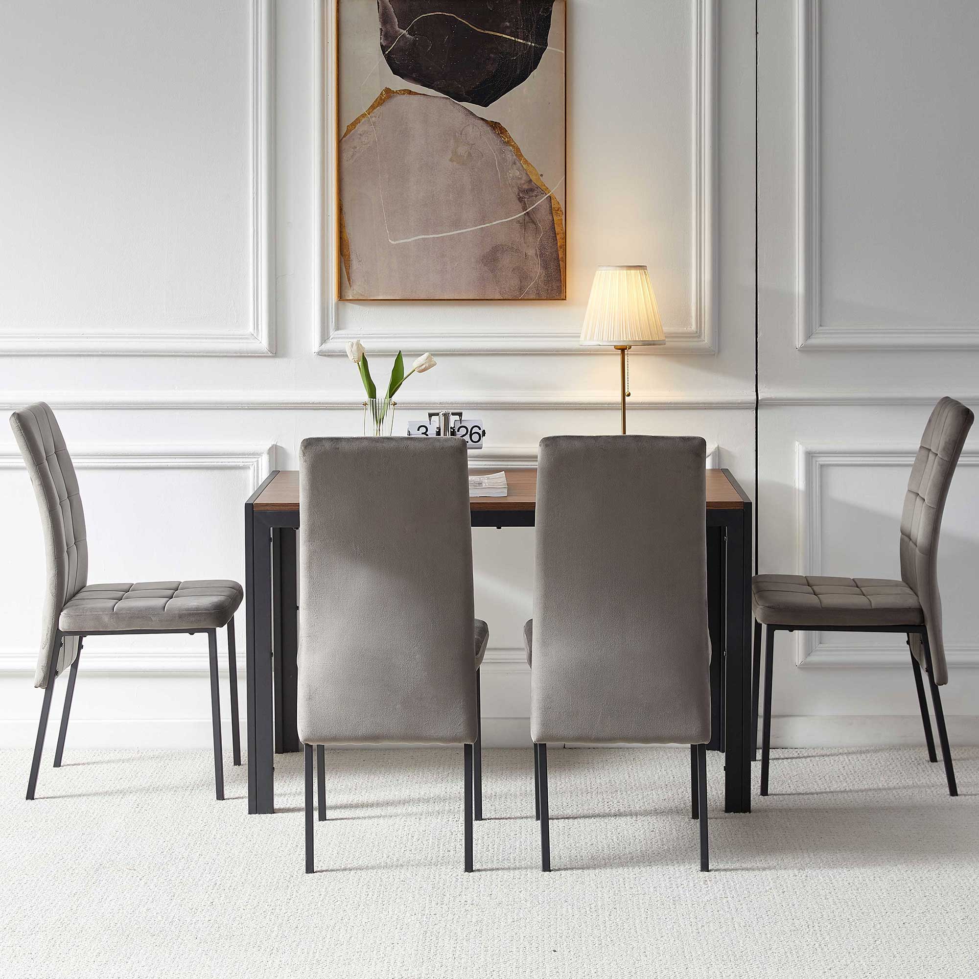 5 Piece Dining Set Including High Back Nordic Dining Chair & Creative Design Dining Table