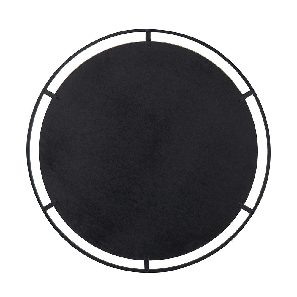 Theodor - Mirror With Industrial Design Round Mirror With Metal Frame For Wall Decor & Entryway Console Lean Against Wall - Black