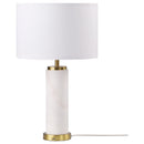 Lucius 25-inch Drum Shade Marble Body Table Lamp White