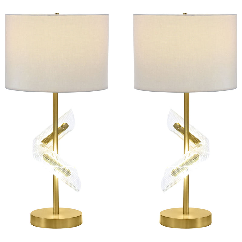 Kingsley 30-inch Drum Shade Table Lamp Gold (Set of 2)