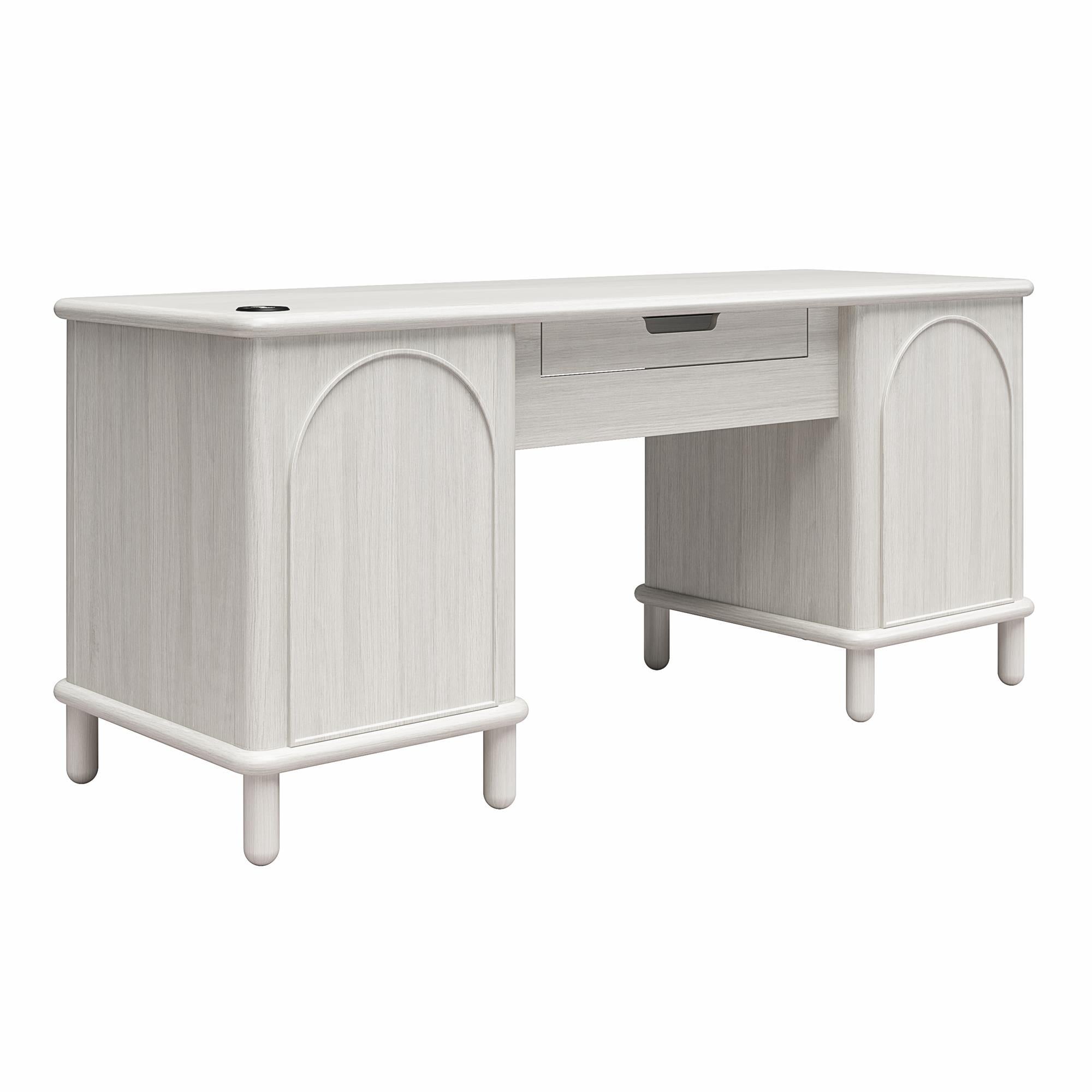 Selena - Double Pedestal Desk - Rustic White