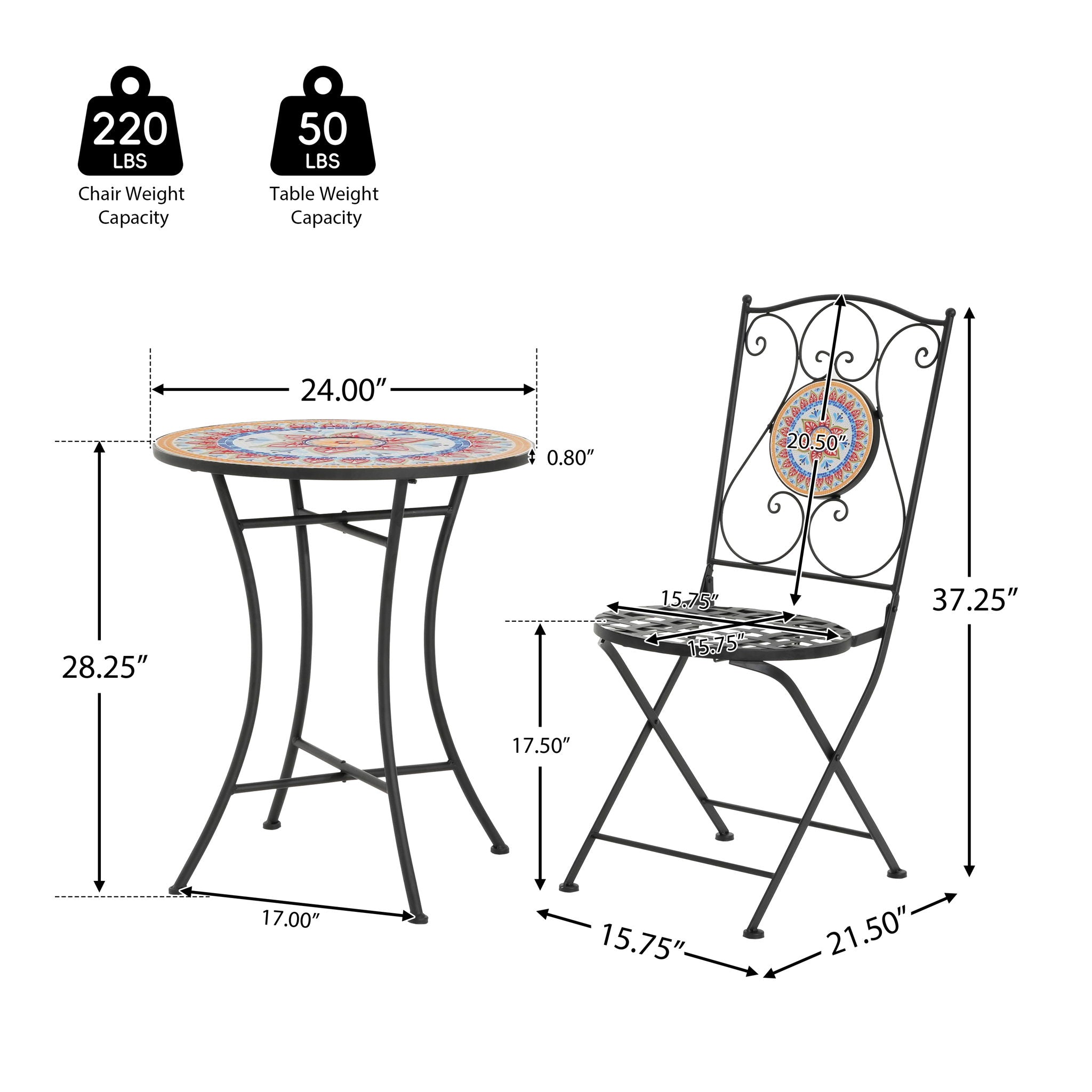 Lambert - Outdoor Chat Set - Black / Red