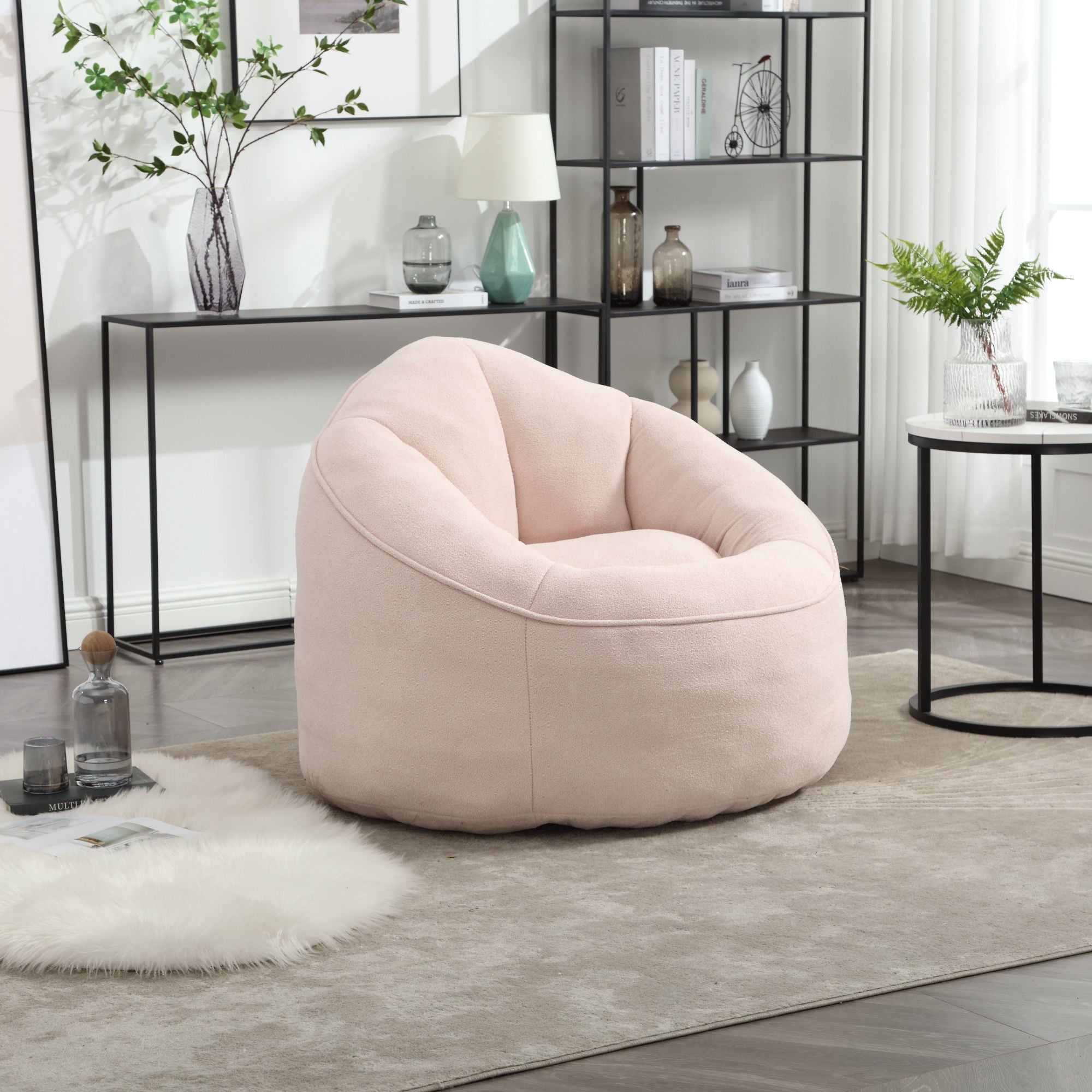 Bedding Bean Bag Sofa Chair High Pressure Foam With Footrest