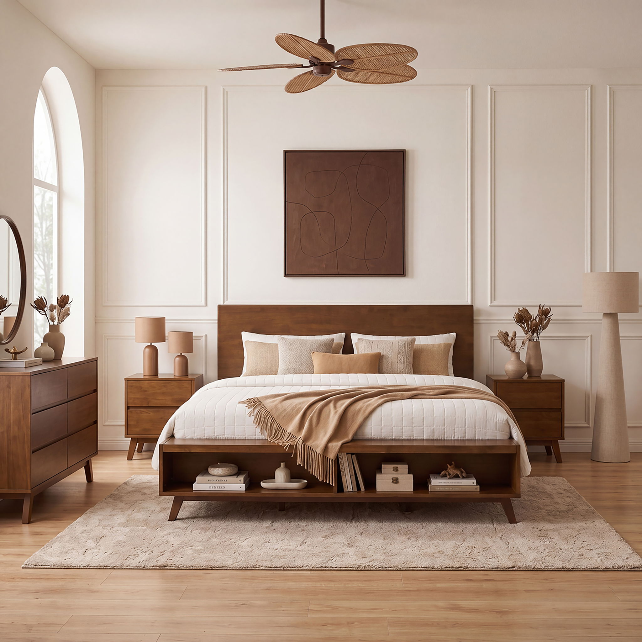 Platform Bed Frame With Footboard Storage