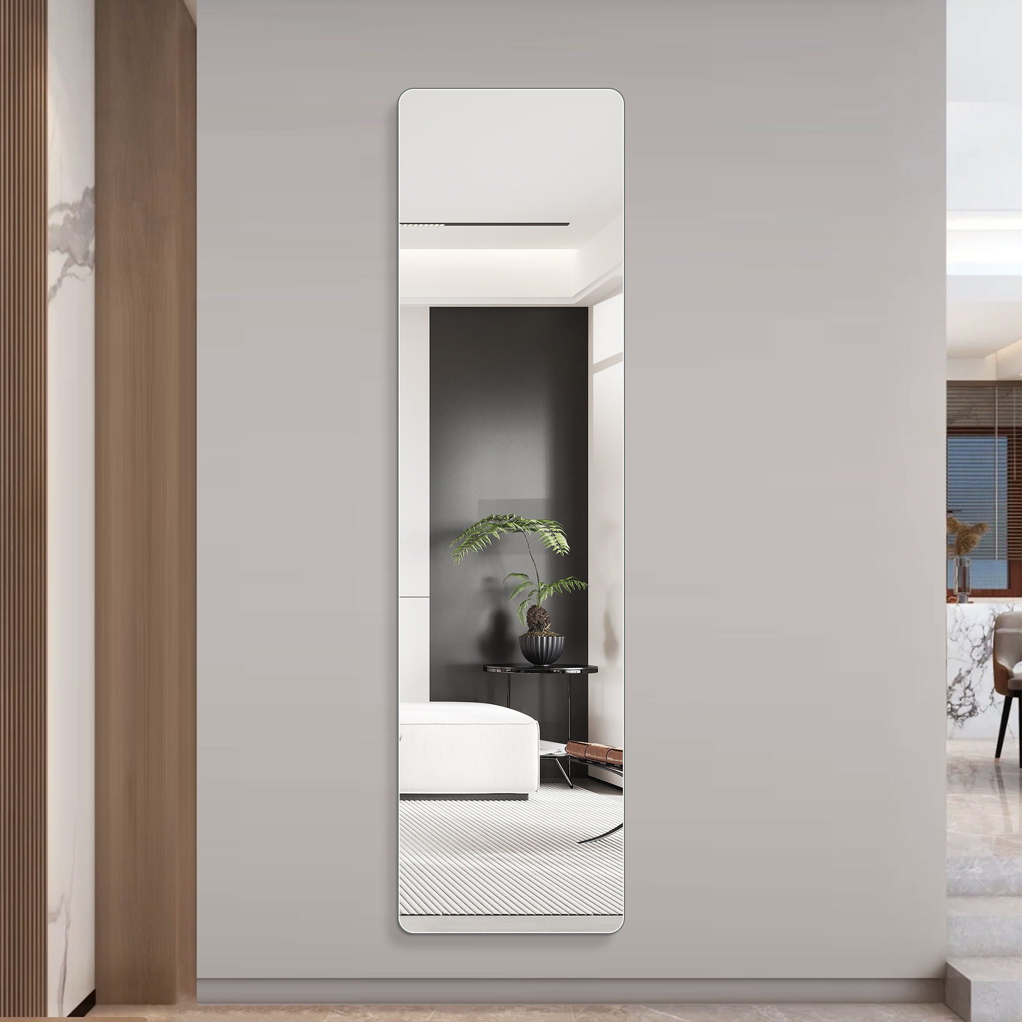 Full Body Round Corner Mirror For Living Room